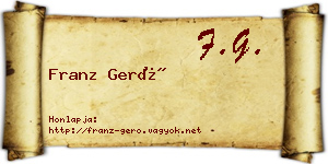 Franz Gerő névjegykártya